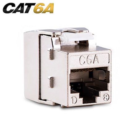 Quest Technology International Cat6A Shielded 180 Degree Tooless Keystone Jacks, Poe+, Silver NKJ-7609
